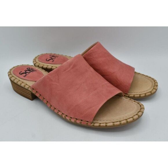 Sofft Womens Size 8.5 Nalanie Pink Leather Open Toe Slide Sandals Shoes - Picture 2 of 12